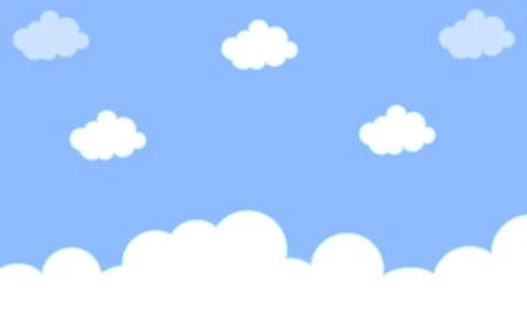 Abstract kawaii Clouds cartoon on blue sky, background. Stock Illustration