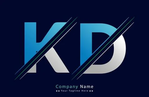 Abstract KD letter logo design template. Vector Logo Illustration. Stock Illustration