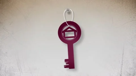 Abstract key with house symbol flat animation. Stock Footage 56685905