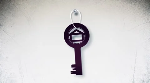 Abstract key with house symbol flat animation. Stock Footage 56687207