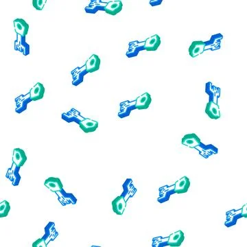 Abstract key isometric icon seamless pattern Stock Illustration
