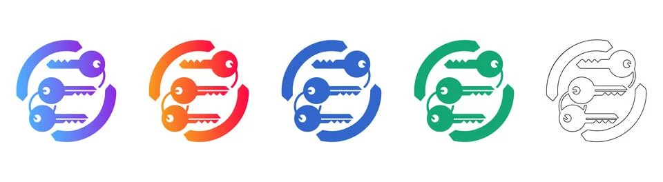 Abstract Key Security System Icons Stock Illustration