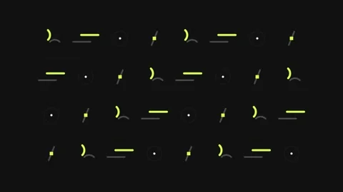 Abstract Kinetic Modular Grid Motion with Rotating Electric Lime Arcs and S.. Stock Footage 345775374