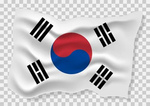 Abstract Korea Flag wind flow graphic texture vector illustration. South kore Stock Illustration