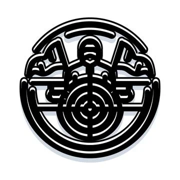 Abstract labyrinth target symbol black emblem design Stock Illustration