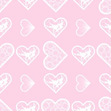 Abstract lace hearts seamless pattern. Love print Stock Illustration