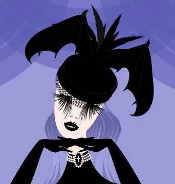 Abstract lady with gothic hat Stock Illustration