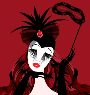 Abstract lady with halfmask Stock Illustration