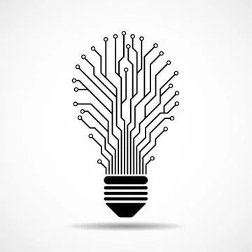 Abstract lamp with circuit board. Technology light bulb Stock Illustration
