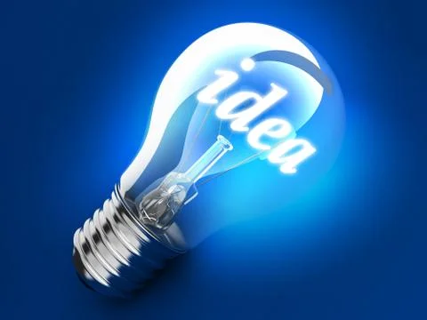 Abstract lamp idea on blue background (done in 3d) Stockillustratie