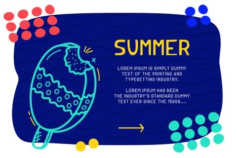 Abstract landing page pattern with different element, text block and doodle i Stock Illustration