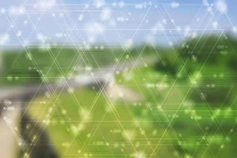 Abstract landscape backdrop and tech shiny triangles Abstract blurred land... 스톡 사진