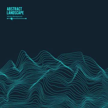 Abstract Landscape Background. Array With Dynamic Particles. Vector Illustration Stock Illustration