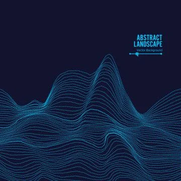 Abstract Landscape Background. Cyberspace With Dynamic Particles. Vector Stock Illustration