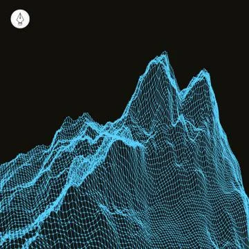 Abstract landscape background. Cyberspace grid Stock Illustration