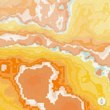 Abstract landscape background. Mosaic. 3d technology vector illu Stock Illustration