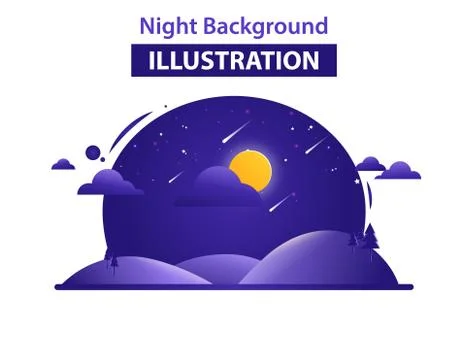 Abstract Landscape Background Vector Illustration, Night background illustrat Stock Illustration