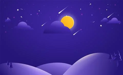Abstract Landscape Background Vector Illustration, Night background illustrat Stock Illustration