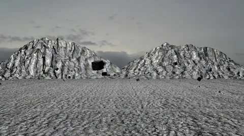 Abstract Landscape with Black Cubes Stock Footage 64656157