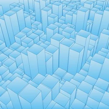 Abstract landscape with blue cubes. Abstract topographies of digital space. F イラスト素材