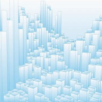 Abstract landscape with blue cubes. Abstract topographies of digital space. F Illustrazione stock
