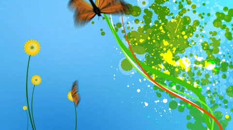 Abstract landscape with butterfly  Stock Footage 677780