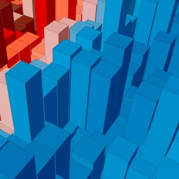 Abstract landscape with colored cubes. Abstract topographies of digital space 库存插图