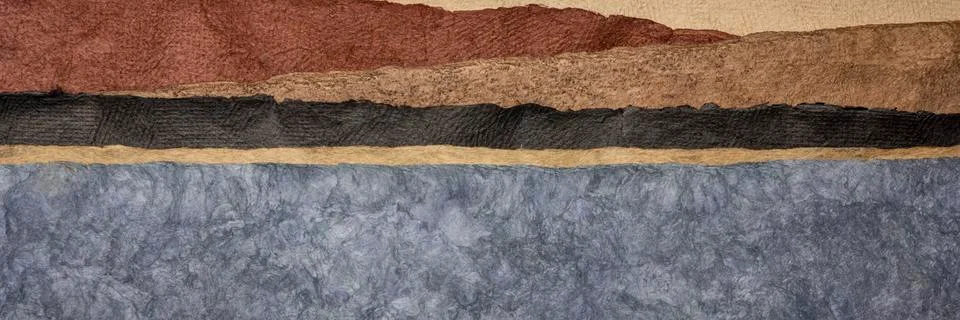 Abstract landscape created with amate bark papers Stock Photos