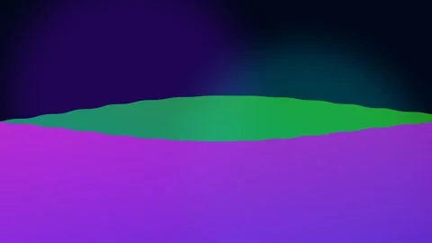 Abstract landscape featuring vibrant purple foreground and green rolling hill Vídeos de archivo 338310573