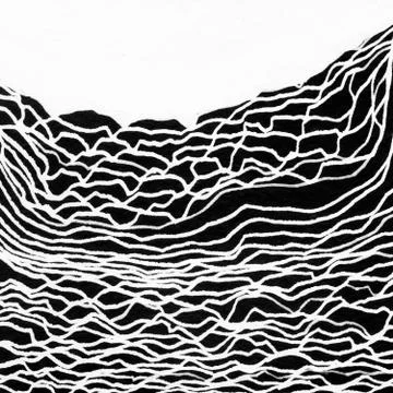 Abstract landscape ink hand drawn illustration. Black white ink winter landsc Stock Illustration
