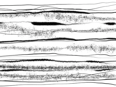 Abstract landscape ink hand drawn illustration. Black and white ink winter Stock Illustration