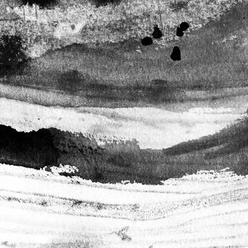 Abstract landscape ink hand drawn illustration. Black and white ink winter Stock Illustration