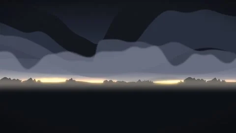Abstract landscape with layered mountains and glowing horizon. 2d animation Stock Footage 342580047
