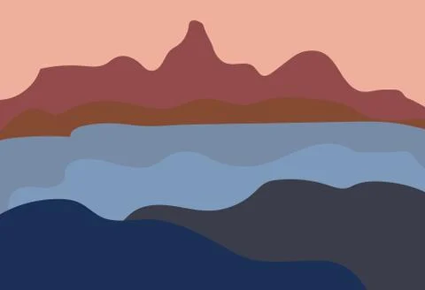 Abstract landscape modern flat style. Nature, mountains, location terrain Stock Illustration