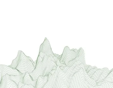 Abstract landscape. Mountain surface. Vector outline illustration. Stock Illustration