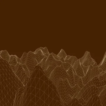 Abstract landscape. Mountain surface. Vector outline illustration. Иллюстрация