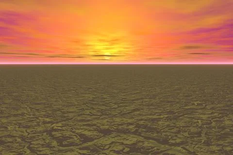 Abstract landscape orange sky Stock Illustration