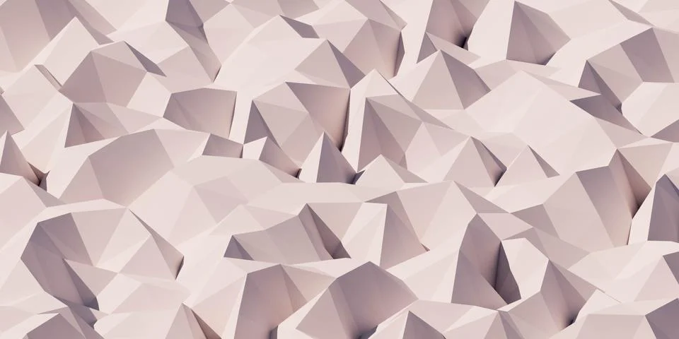 Abstract landscape polygon mountains with triangular geometric shape 3d render Stock Illustration