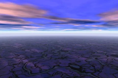 Abstract landscape violet ground Stock Illustration