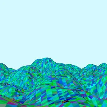 Abstract landscape. Wave surface.  Polygonal vector colorful illustration. 스톡 일러스트