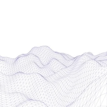 Abstract landscape. Wave surface.  Vector outline illustration. 스톡 일러스트
