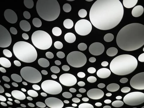 Abstract large and small white and gray circles. Abstract light strips. The t Foto stock