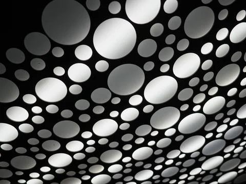 Abstract large and small white and gray circles. Abstract light strips. The t Foto stock