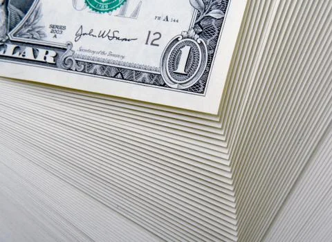 Abstract of a Large Stack of One Dollar Bills Stock Photos