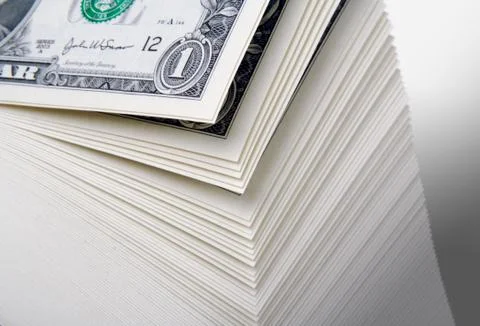 Abstract of a Large Stack of One Dollar Bills Foto stock