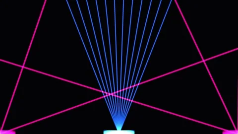 Abstract laser beams projecting in a symmetrical pattern on a dark backgrou.. Stock Footage 342504153