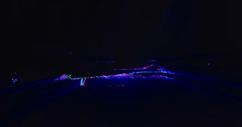 Abstract laser glow lights rotating in concentric esagonal, rainbow psychedelic Video stock 99521456