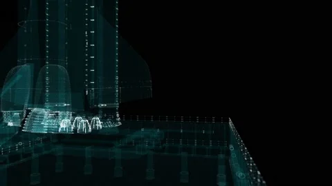 Abstract launch pad complex: rocket launch as part of a space mission Stock Footage 167819335