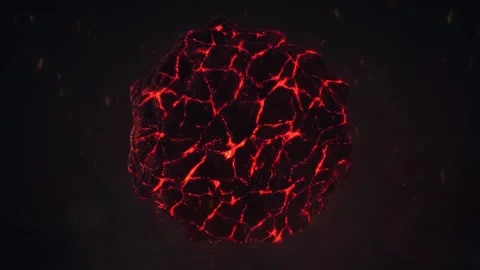 Abstract lava core with glowing cracks rotating against dark background loop Stock Footage 327518466