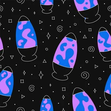 Abstract lava lamp seamless pattern art.Vector cartoon flat line illustration Stock Illustration